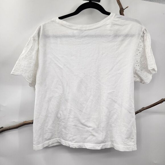 Rails white tshirt with eyelet flutter sleeve - Picture 2 of 7